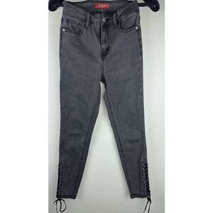 GUESS | Abriana Skinny  Lace-Up | 5 Pocket Women’s Black Wash Denim | Size 24